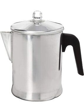 Durable Aluminum Stovetop Percolator Coffee Maker, 9 Cup Capacity, Silver Finish